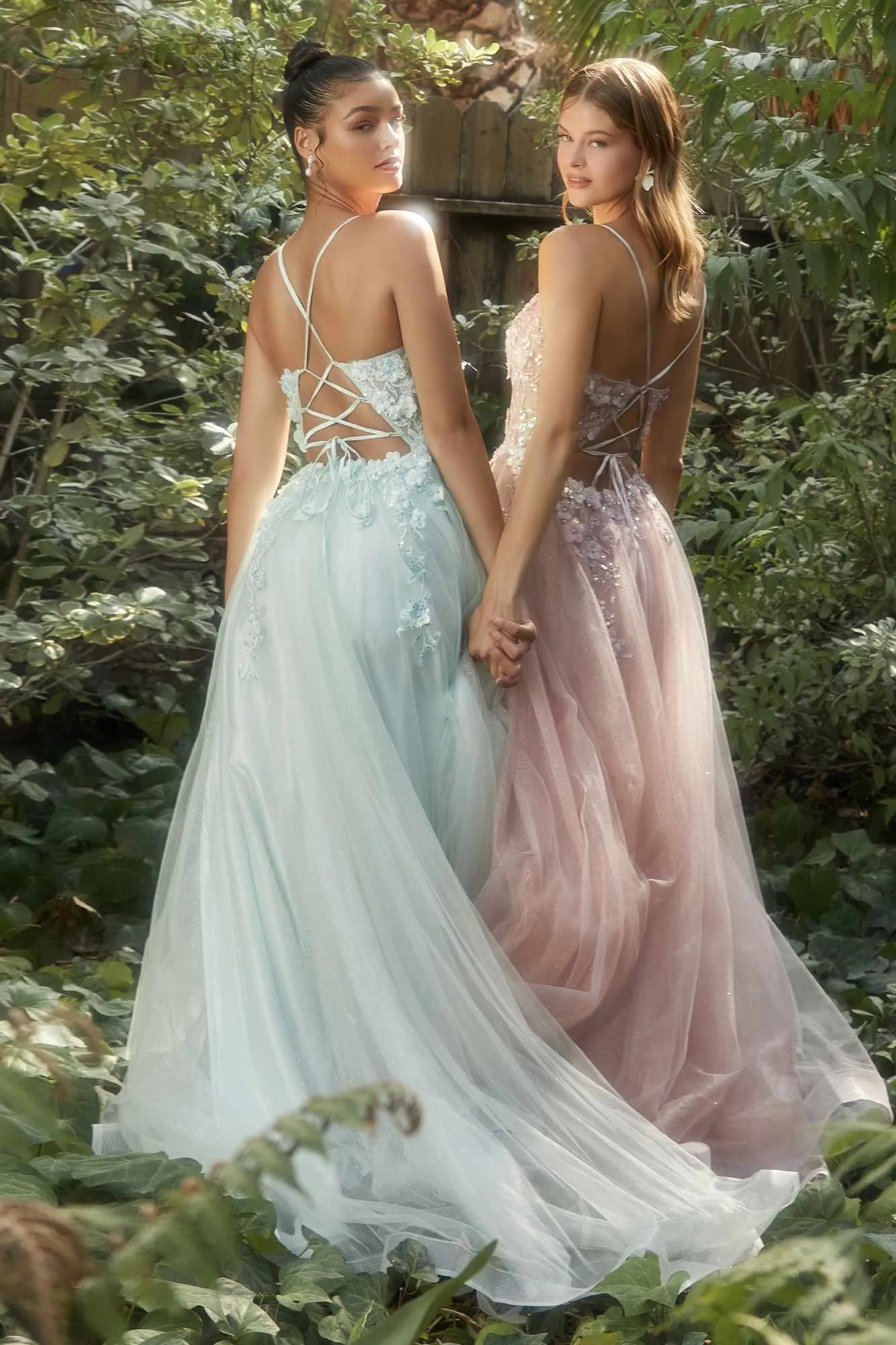 Andrea & Leo A1142 Floor Length Floral Applique A-Line Tulle Gown
