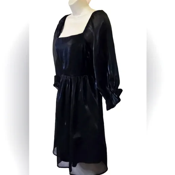ANDREE By Unit Black Let's Party Dress, Shimmery Puff Sleeve, Large, NWT