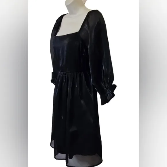 ANDREE By Unit Black Let's Party Dress, Shimmery Puff Sleeve, Large, NWT