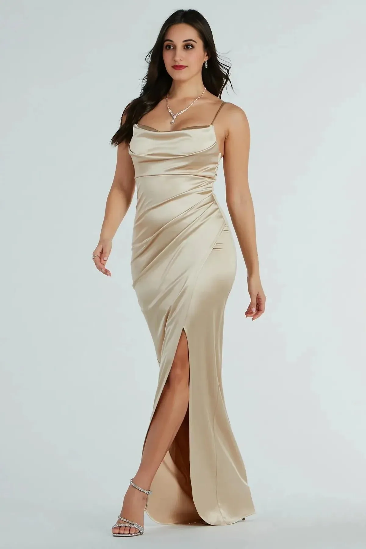 Annabelle Knit Satin Formal Dress