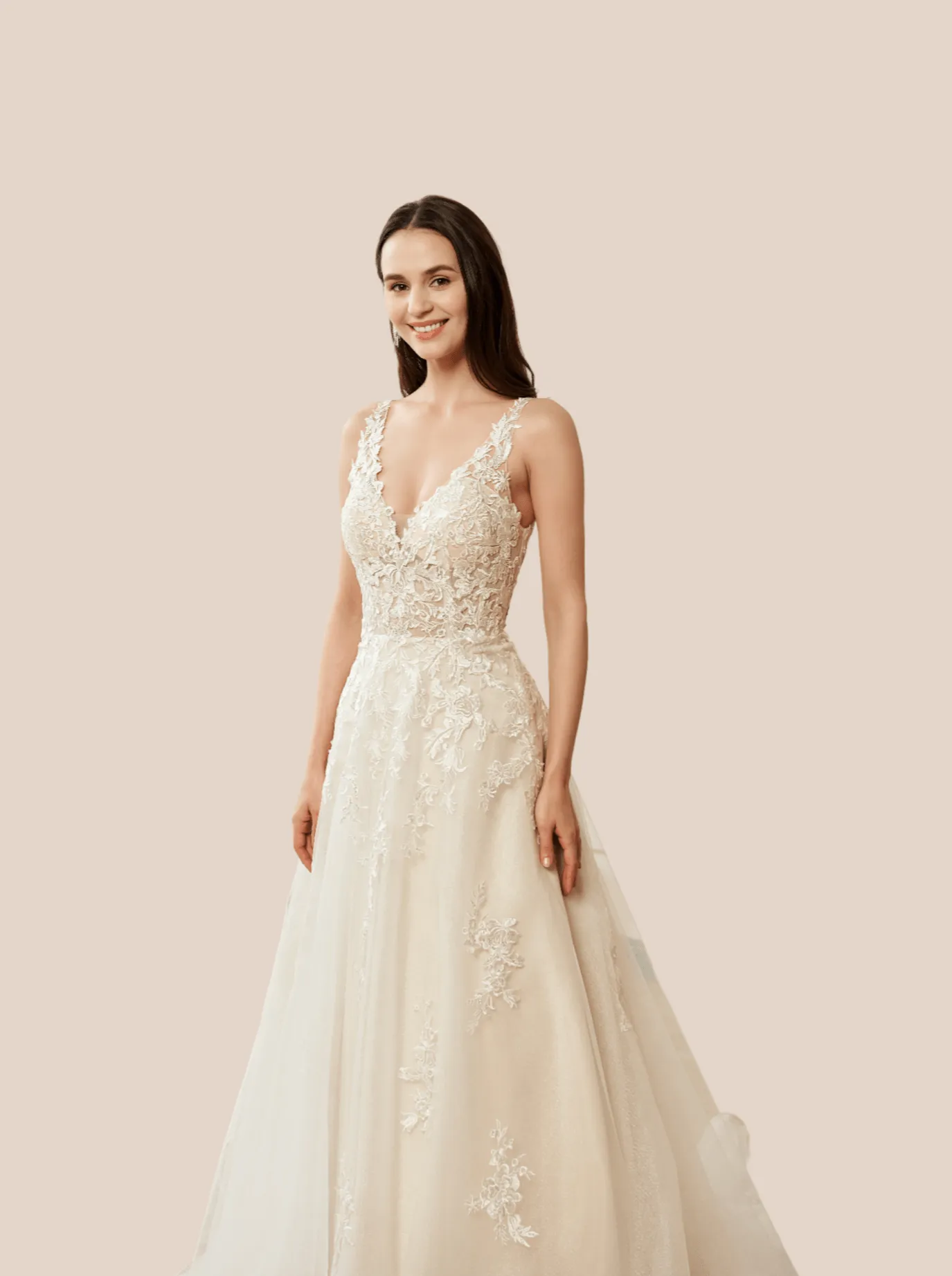 Annika applique lace wedding gown ivory/ivory with sparkle s16-18 Express NZ wide