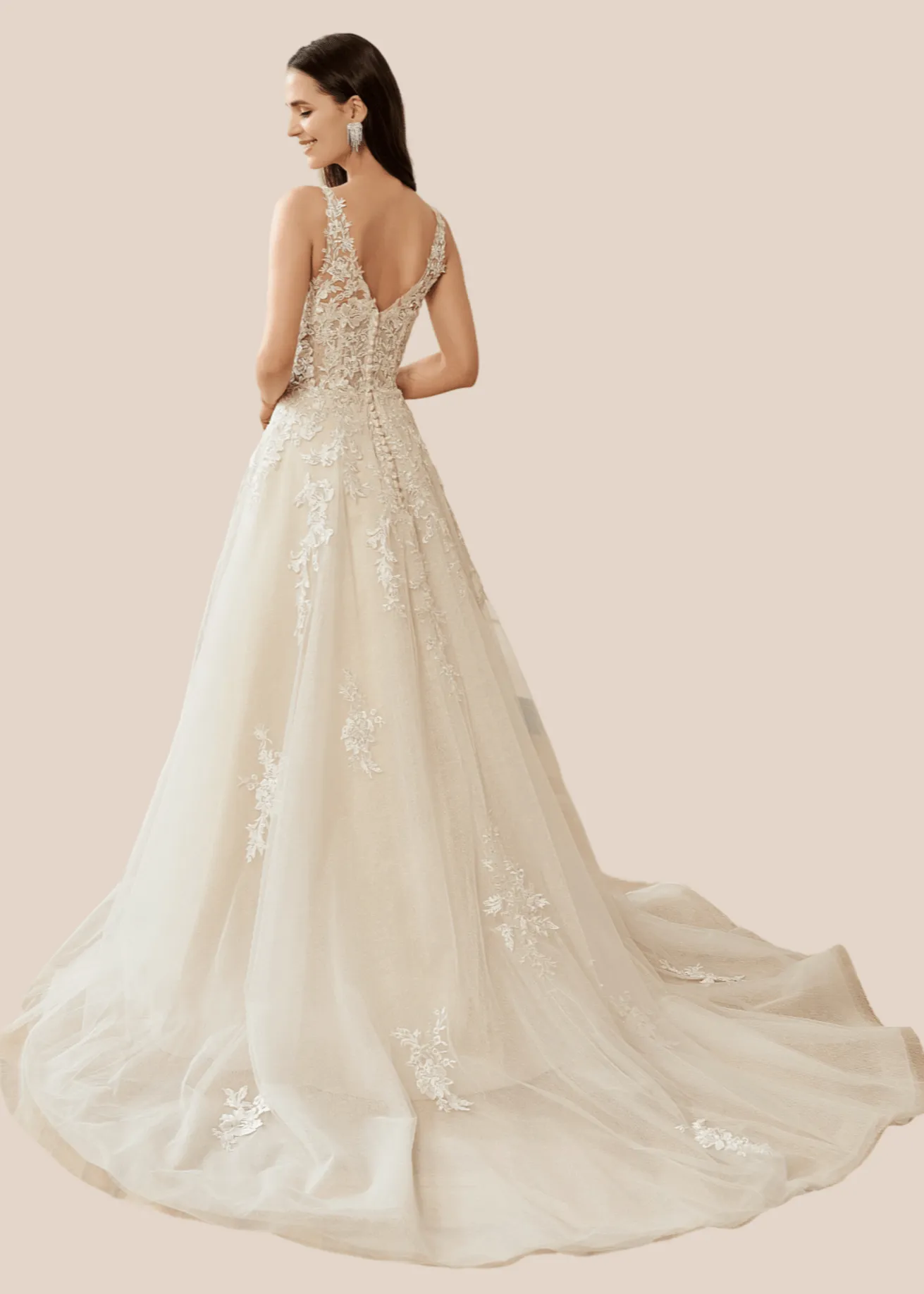 Annika applique lace wedding gown ivory/ivory with sparkle s16-18 Express NZ wide