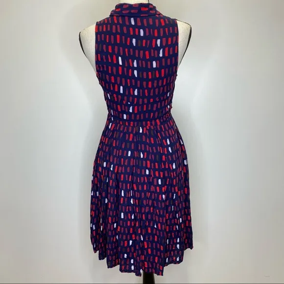 Anthropologie 11.1. Tylho Dress Women's XS Brynn Shirtdress Blue Graphic Red