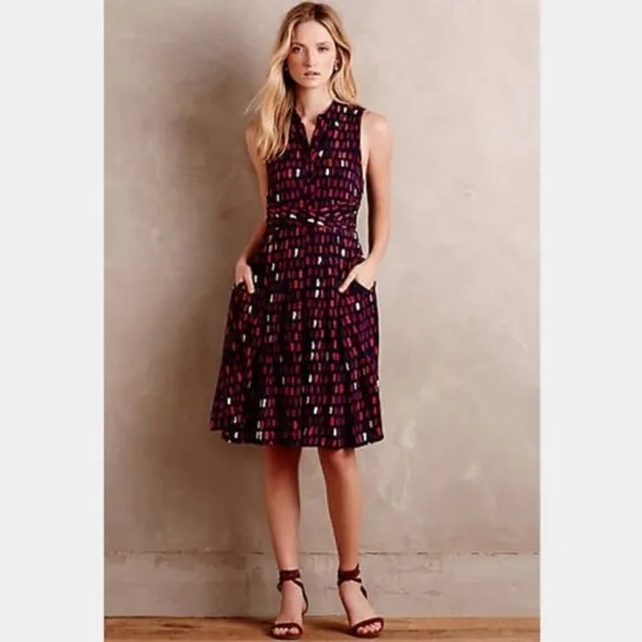 Anthropologie 11.1. Tylho Dress Women's XS Brynn Shirtdress Blue Graphic Red