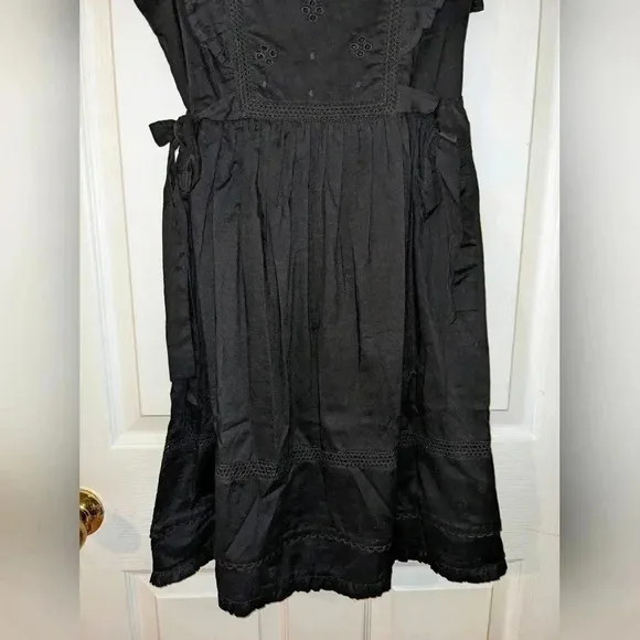 Anthropologie Lenon Eyelet Fit &amp; Flare Dress Black Tie Sz. Small NWT $200