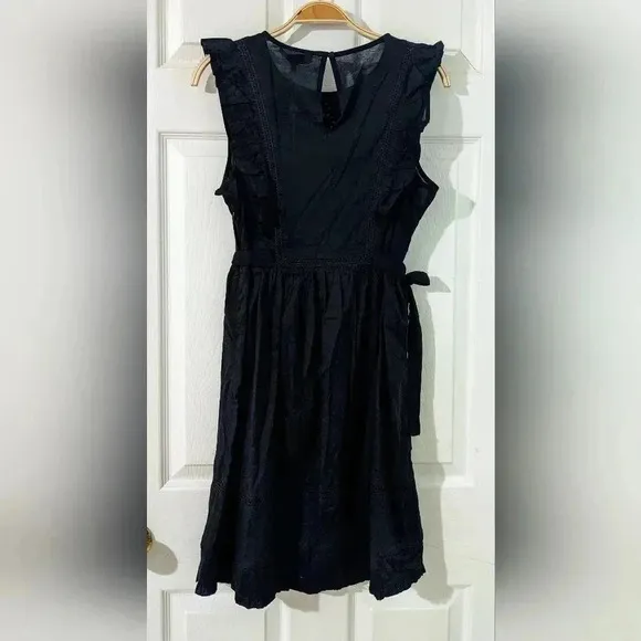 Anthropologie Lenon Eyelet Fit &amp; Flare Dress Black Tie Sz. Small NWT $200