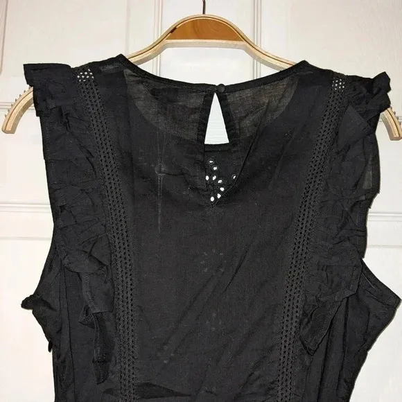 Anthropologie Lenon Eyelet Fit &amp; Flare Dress Black Tie Sz. Small NWT $200