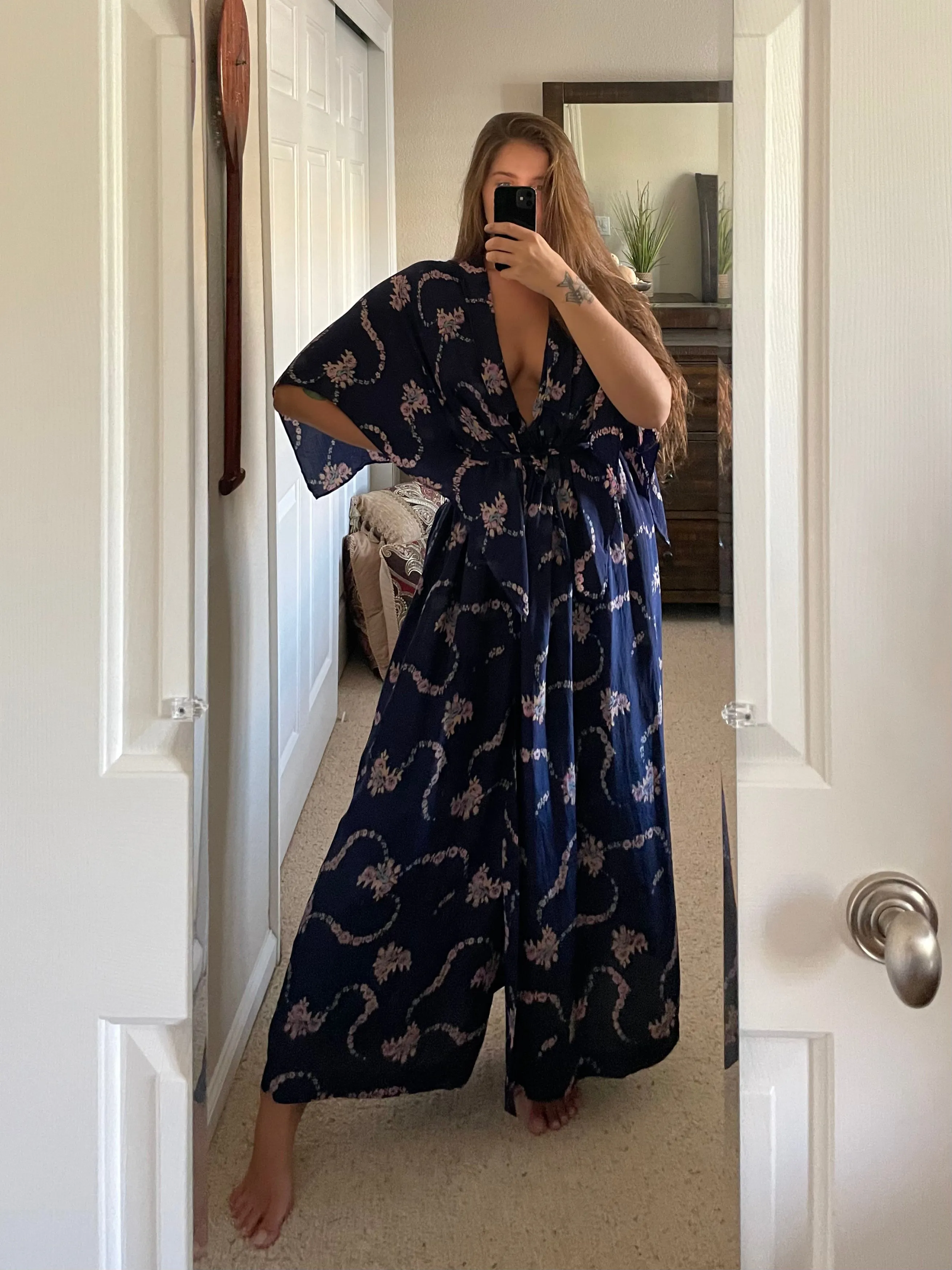 Antique 1910s/20s Floral Silk Dressing Gown