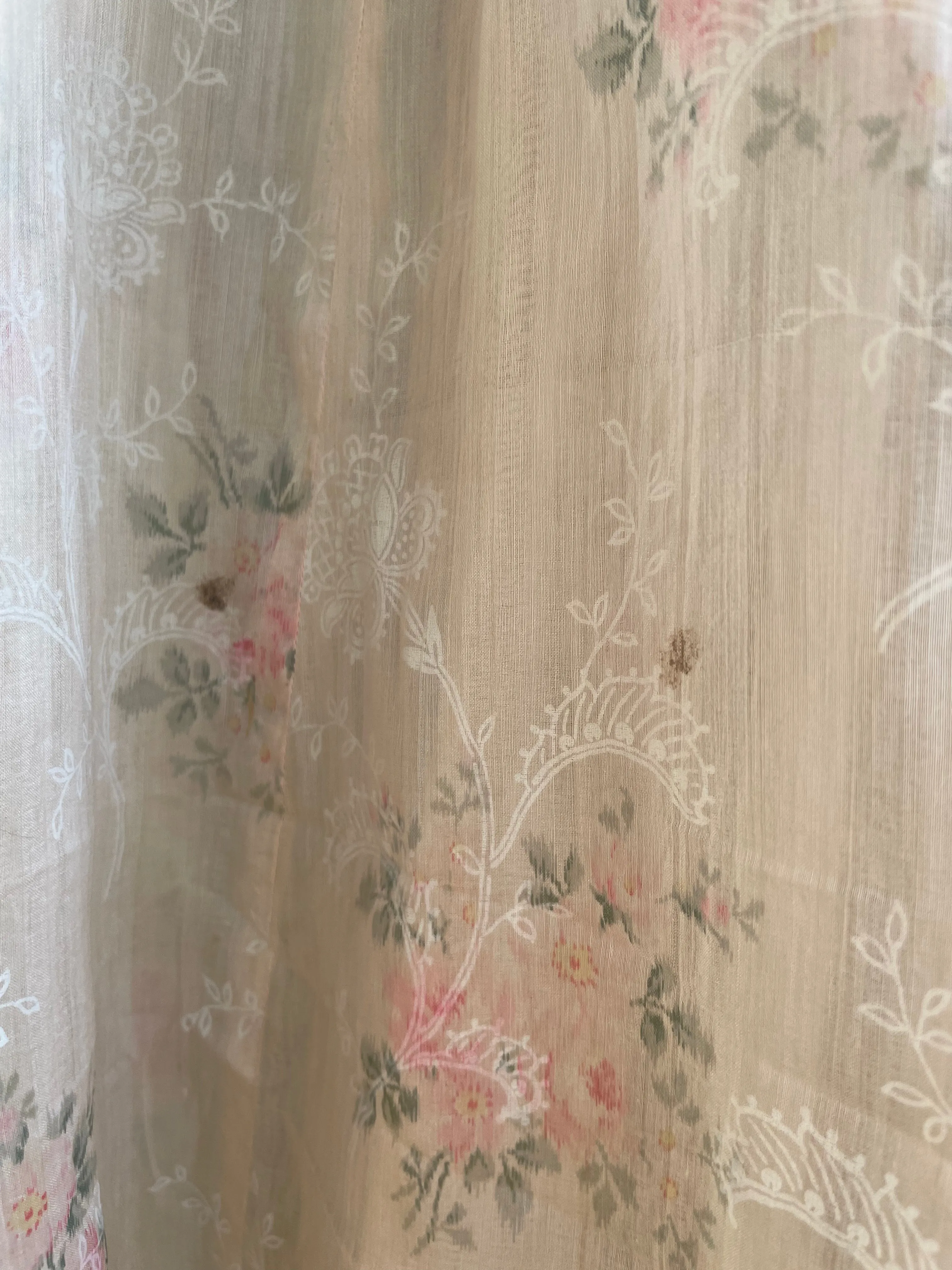 Antique Edwardian Watercolor Springtime Floral Gown