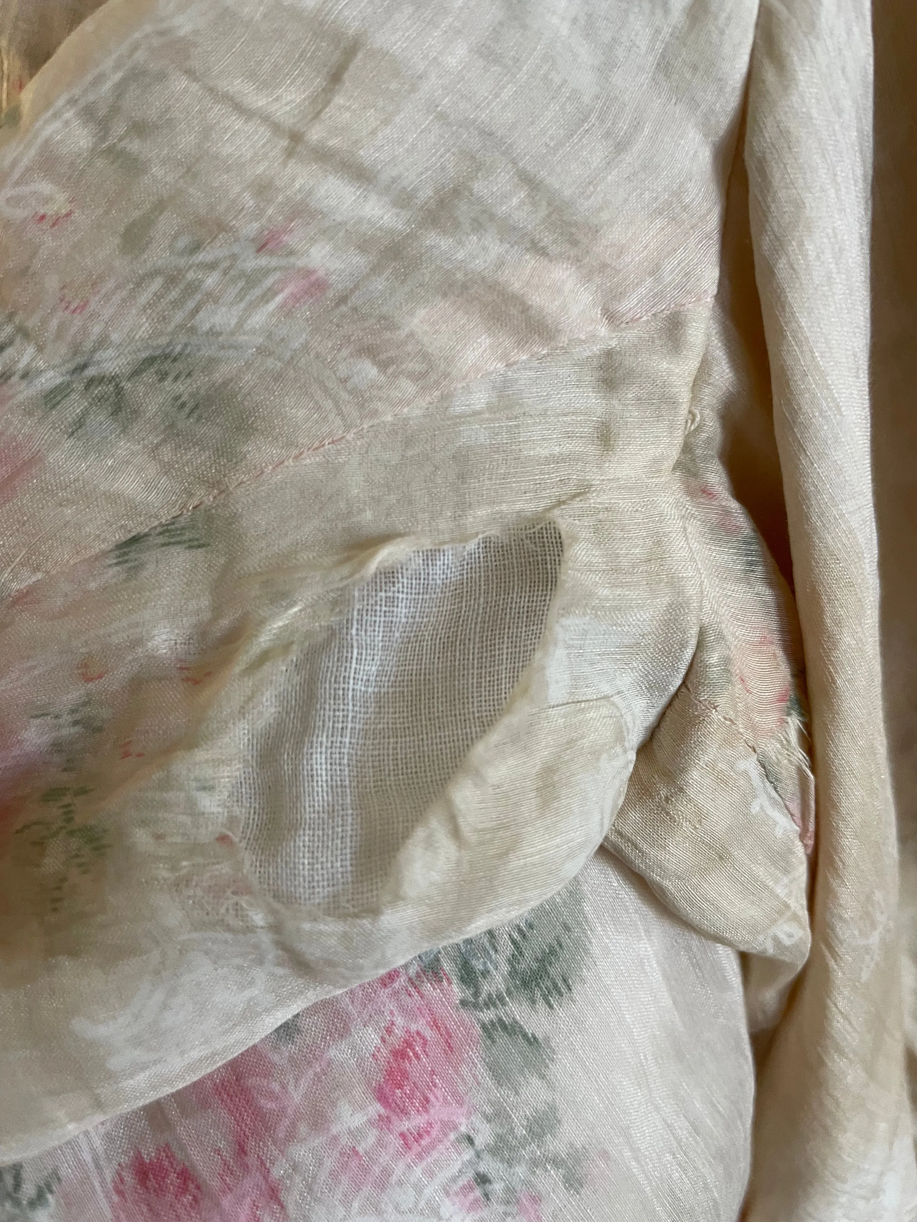 Antique Edwardian Watercolor Springtime Floral Gown