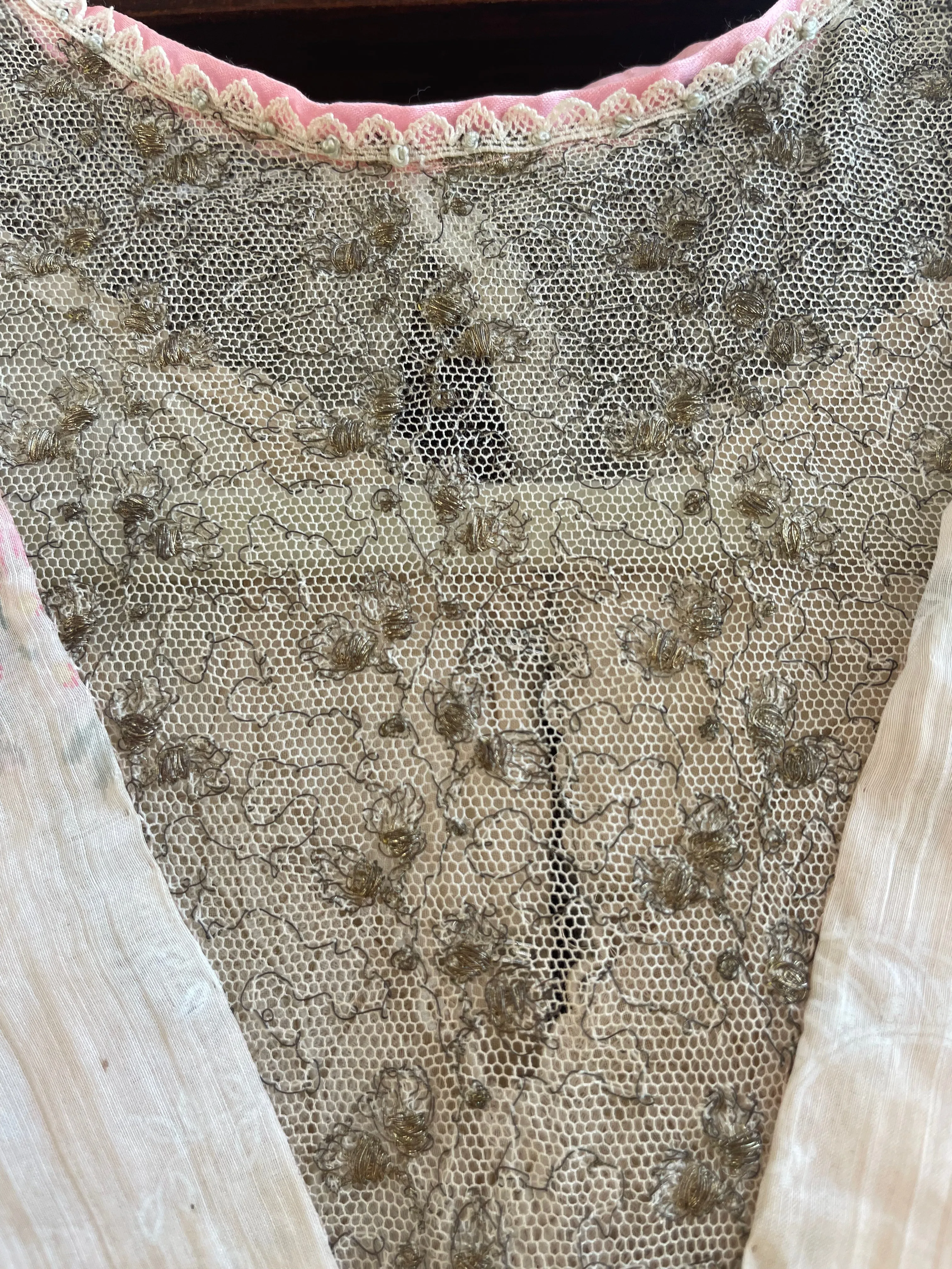 Antique Edwardian Watercolor Springtime Floral Gown