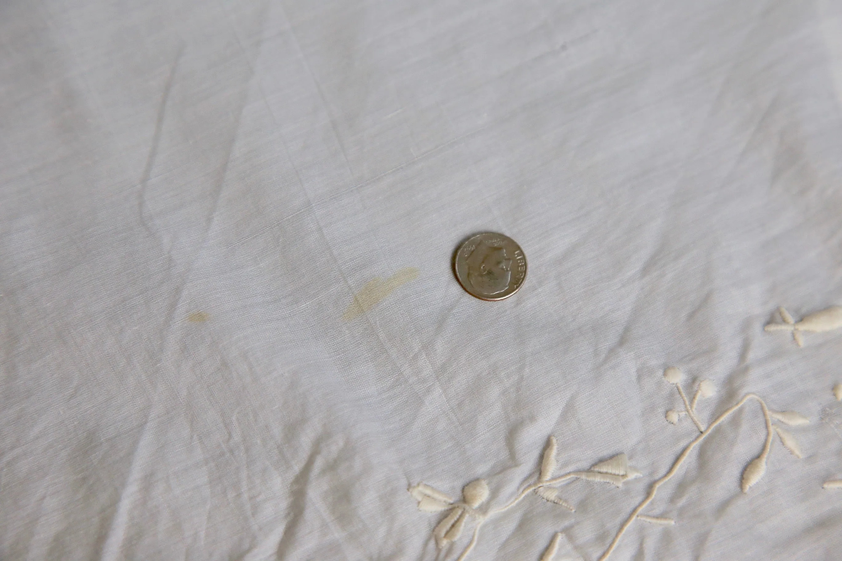 Antique Victorian 1890s sheer cotton lawn floral embroidered tea gown fabric 5 yards