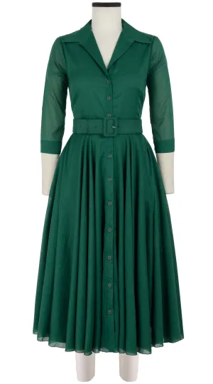 Aster Dress Shirt Collar 3/4 Sleeve Midi Length Cotton Musola (Solid)