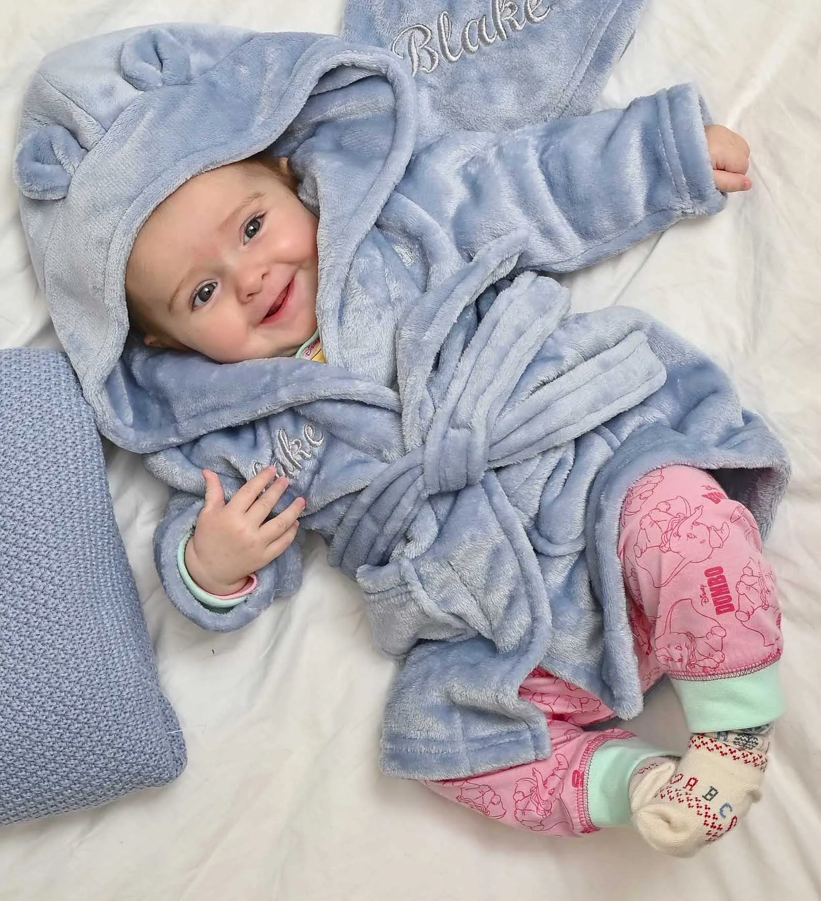 Babies personalised hooded dressing gown Dusky Pink