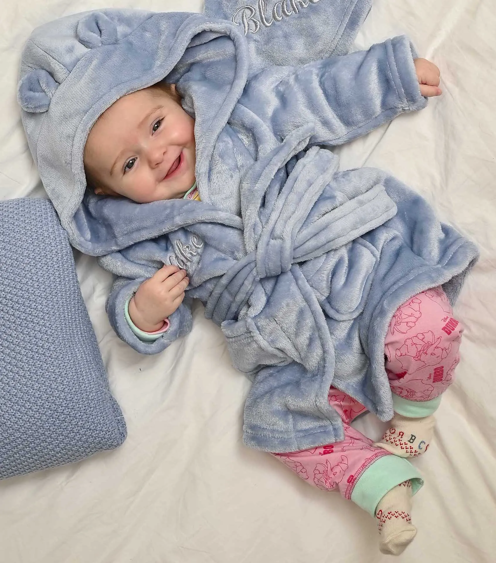 Babies personalised hooded dressing gown Dusky Pink