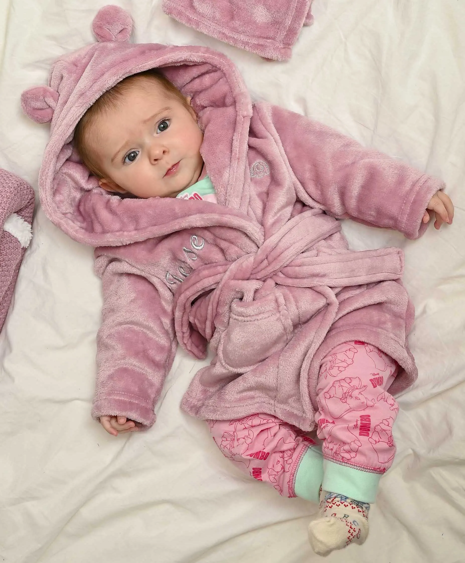 Babies personalised hooded dressing gown Dusky Pink