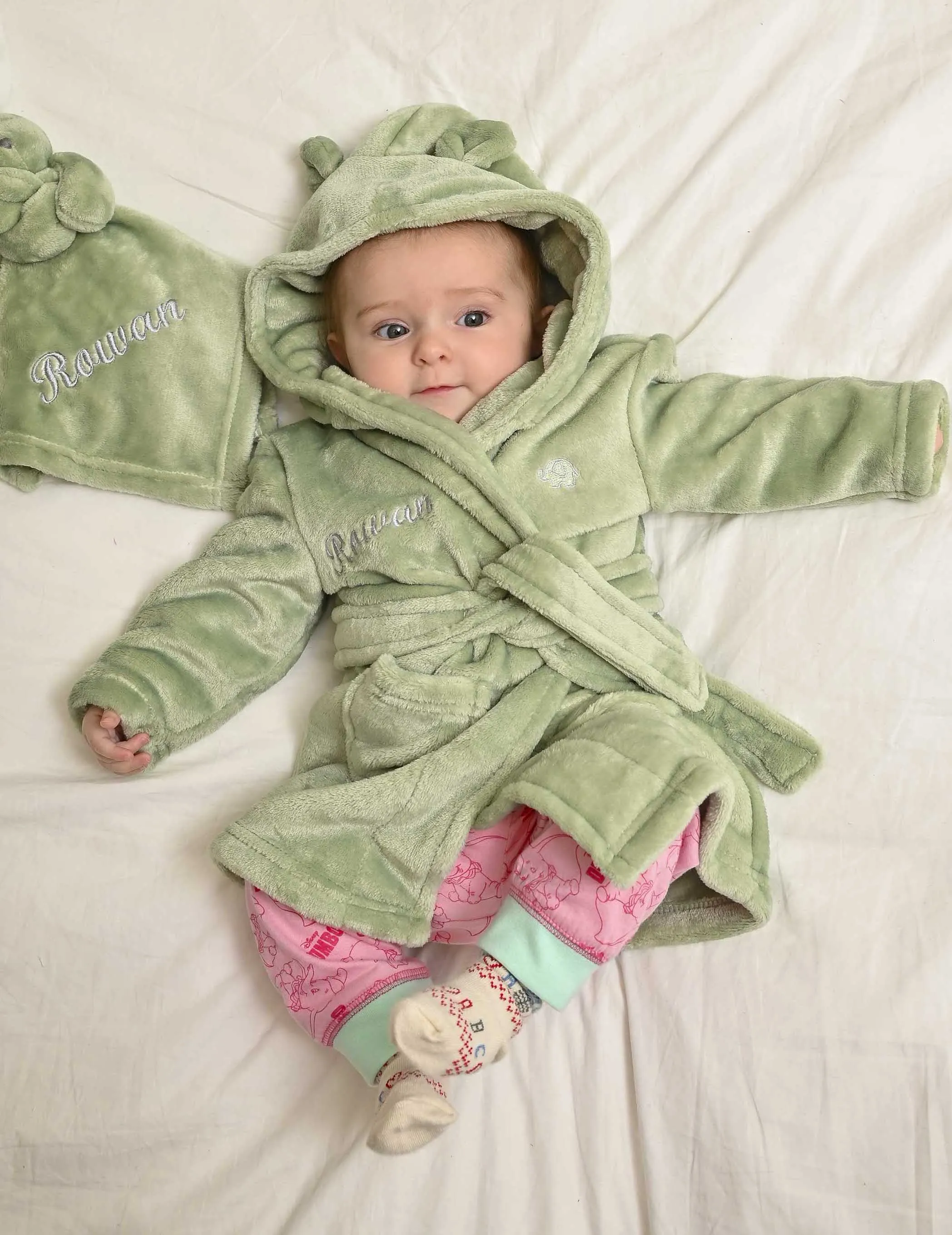 Babies personalised hooded dressing gown Dusky Pink