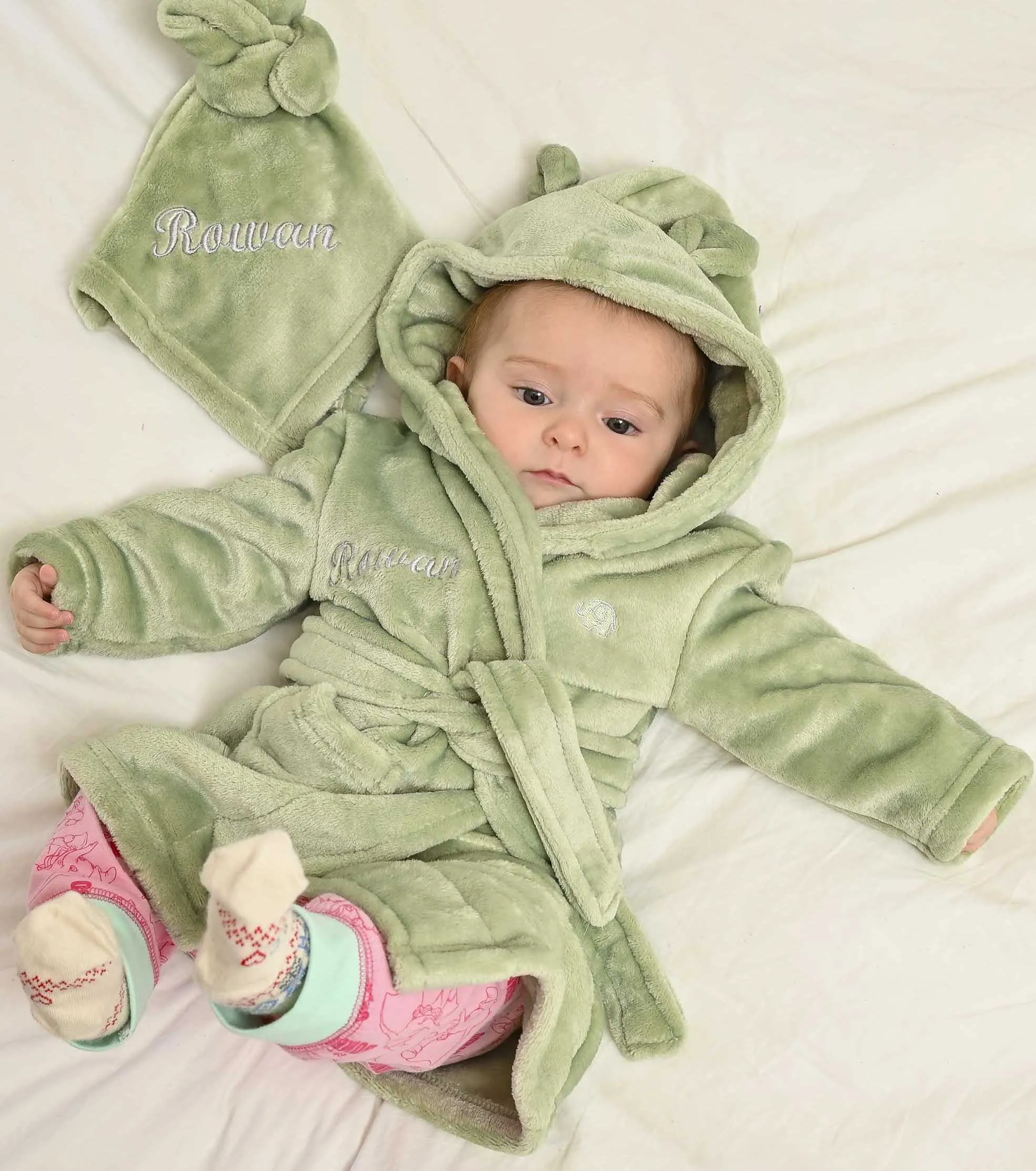 Babies personalised hooded dressing gown Dusky Pink