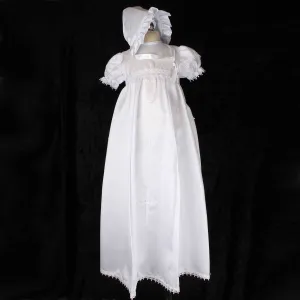 Baby Girls Christening Robe With Bonnet - Pex Bernadette - White