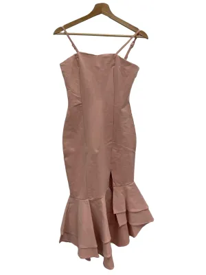 Baby Pink Across Neck Cami Midi Peplum Dress