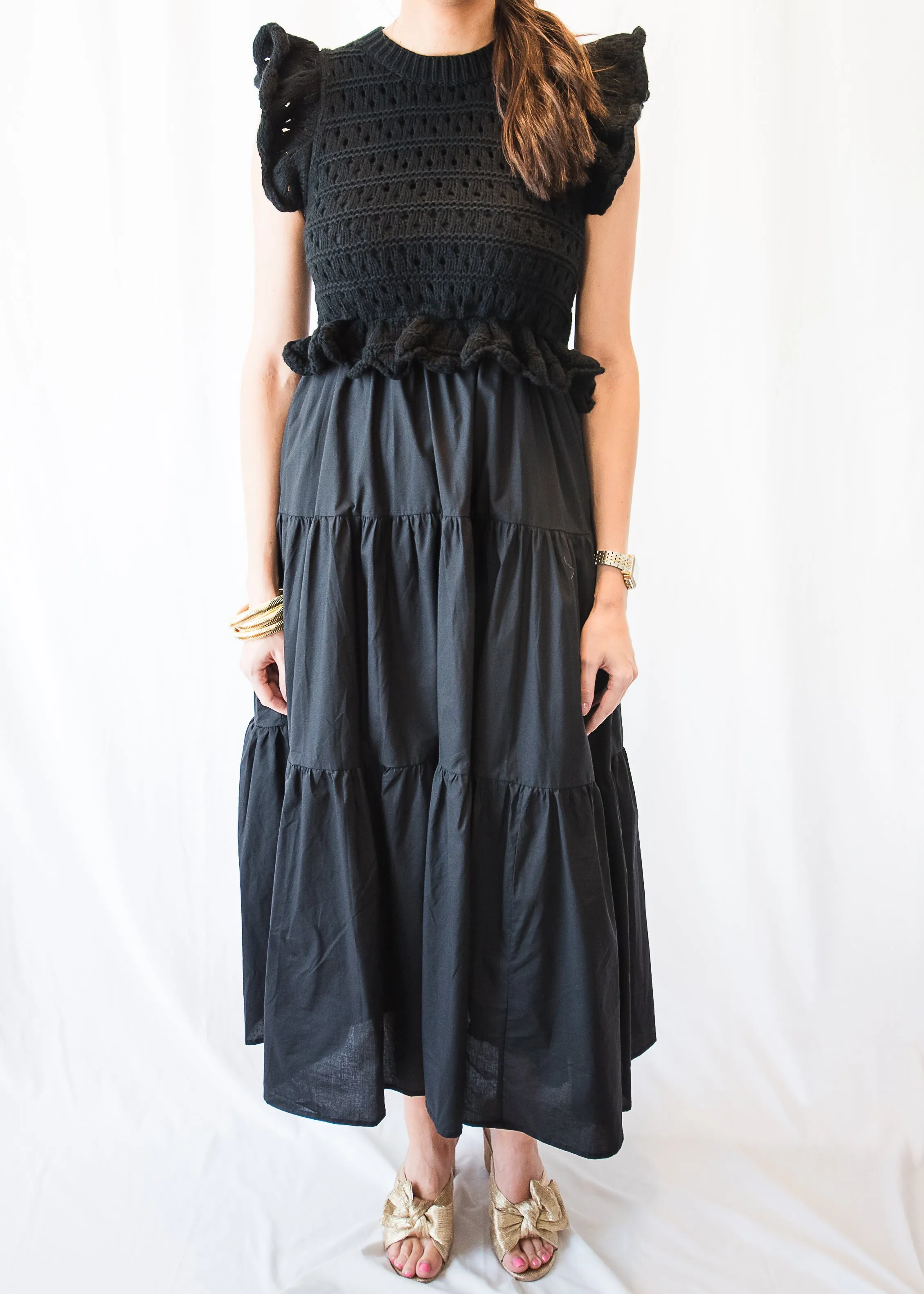 Back in Black Mix Media Dress
