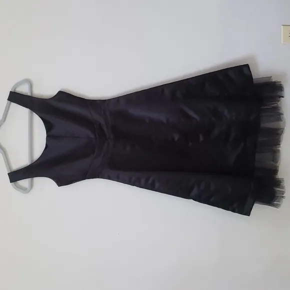 BCBGMAXAZRIA Dress Womens sz 4 Black Satin Fit &amp; Flare Formal Whimsigoth Witchy