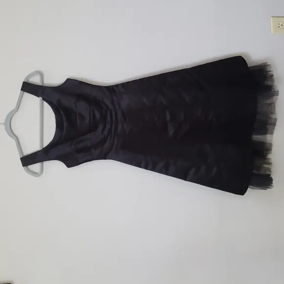 BCBGMAXAZRIA Dress Womens sz 4 Black Satin Fit &amp; Flare Formal Whimsigoth Witchy