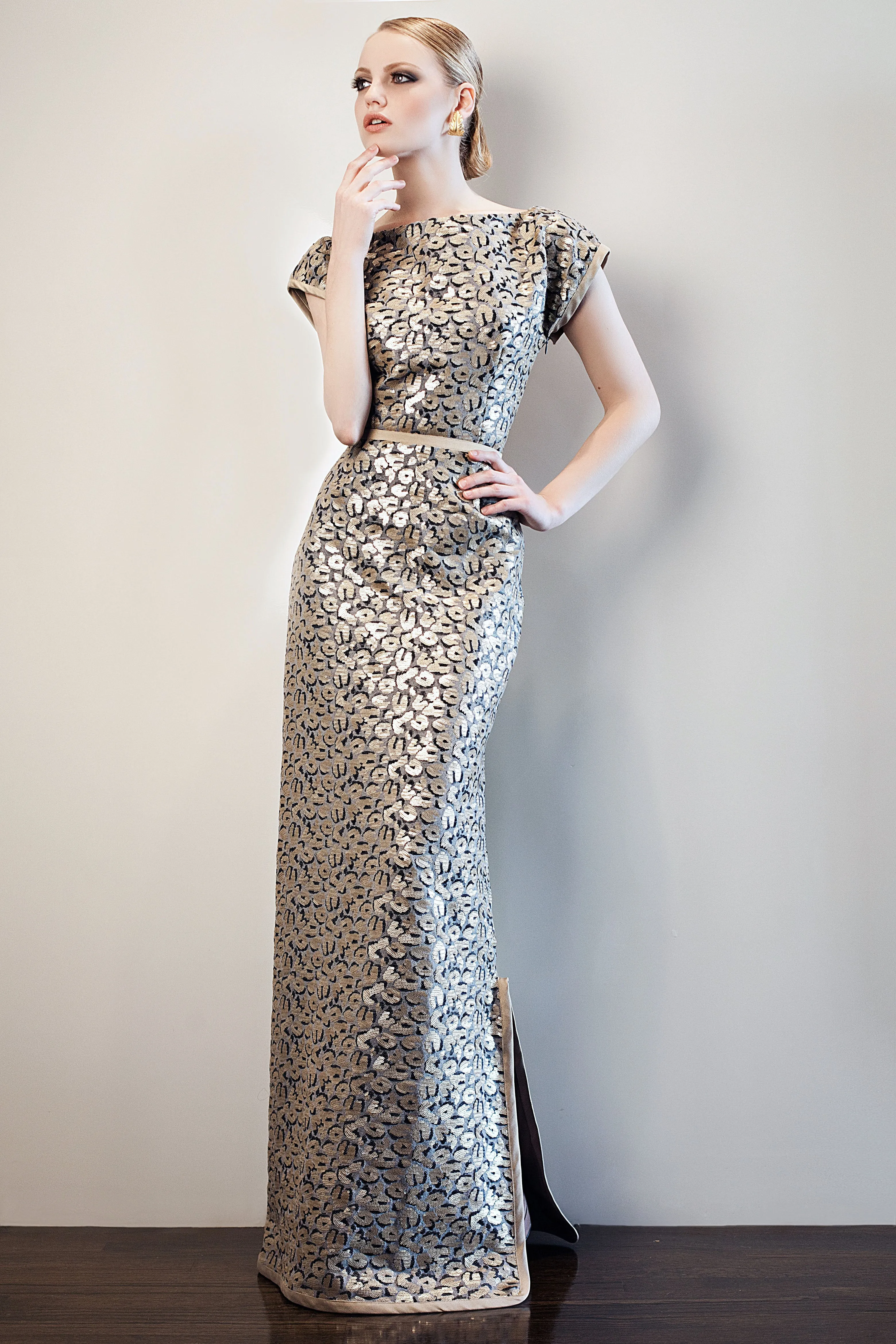 Beaded Column Gown