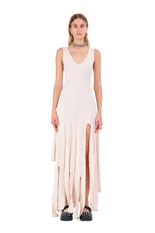 BEIGE DRIZZLE DRESS