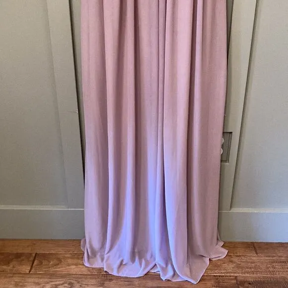 BIRDY Grey Elsye Bridesmaid Dress in Mauve Mesh Cutouts Maxi Gown Sz Small NWT