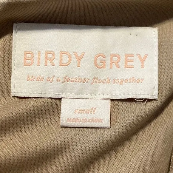 BIRDY Grey Elsye Bridesmaid Dress in Mauve Mesh Cutouts Maxi Gown Sz Small NWT