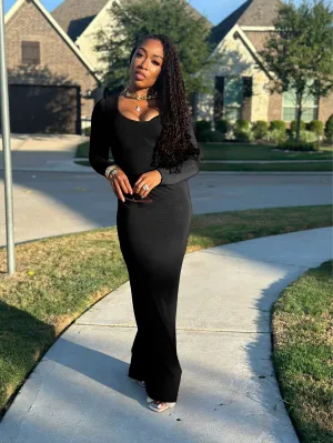 Black BodyCon Long Sleeve Dress