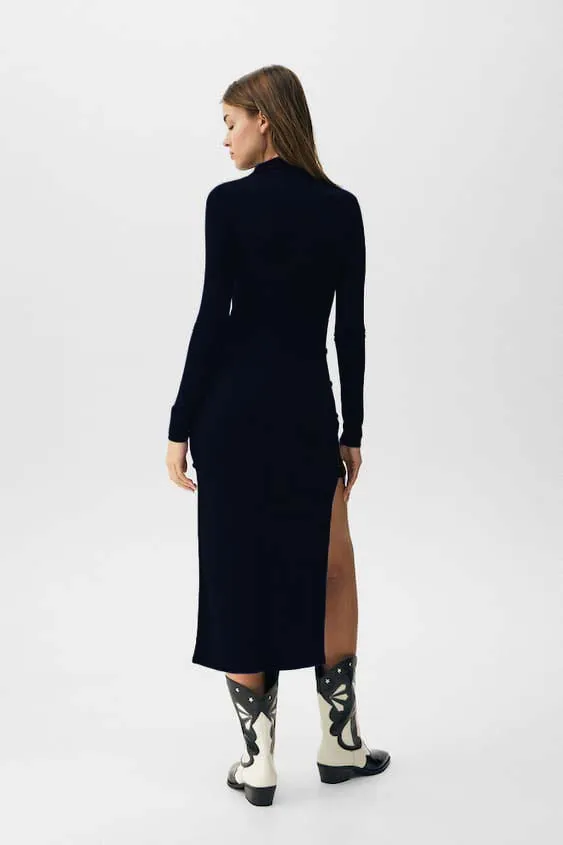 Black Cut-Out Midi Dress
