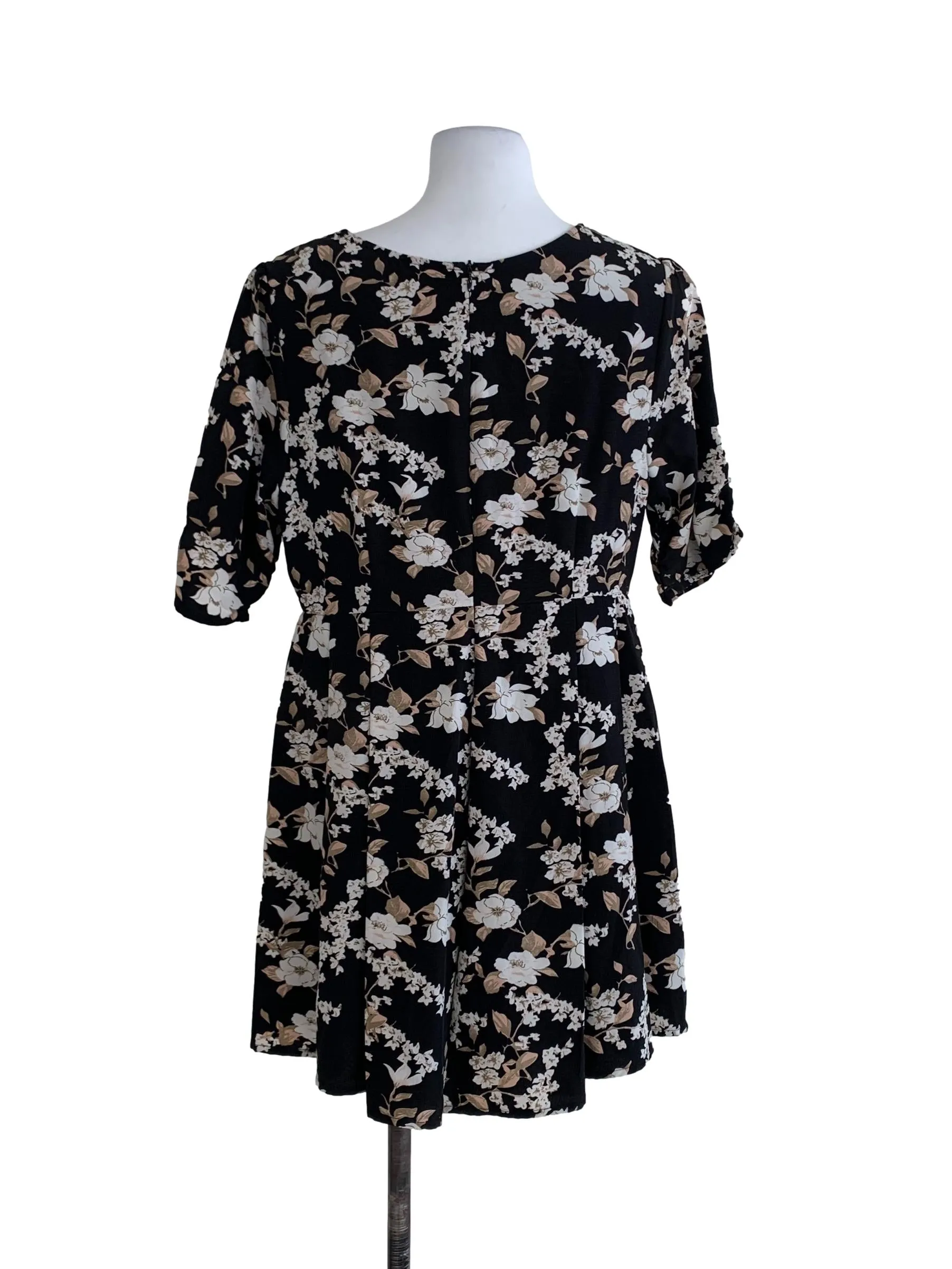 Black Floral Empire Dress