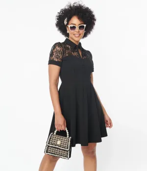 Black Lace Fit and Flare Dress