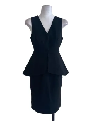 Black Peplum V Neck Dress LB