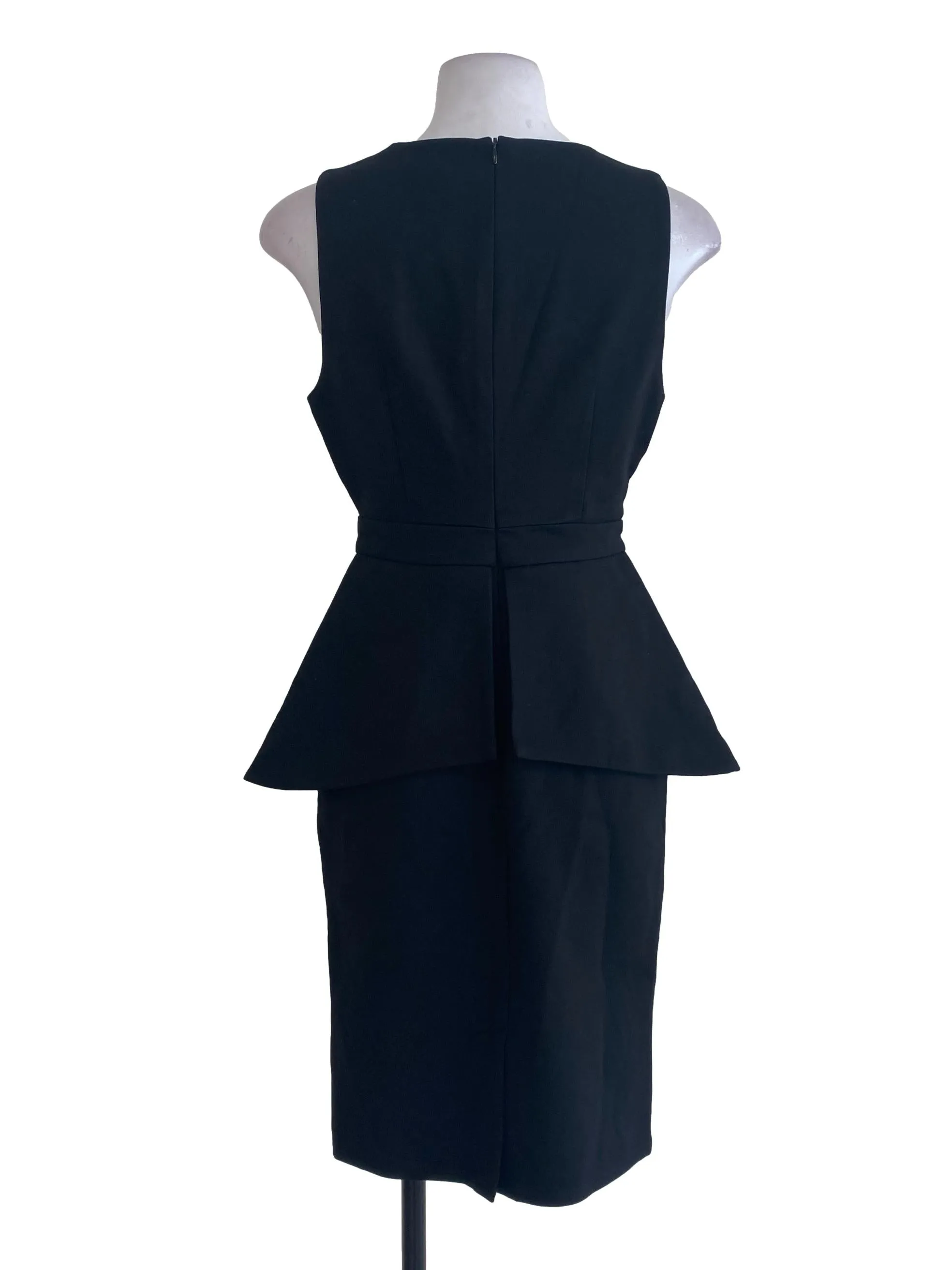 Black Peplum V Neck Dress LB