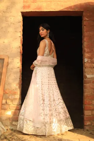 Blush Pink Net Anarkali Gown