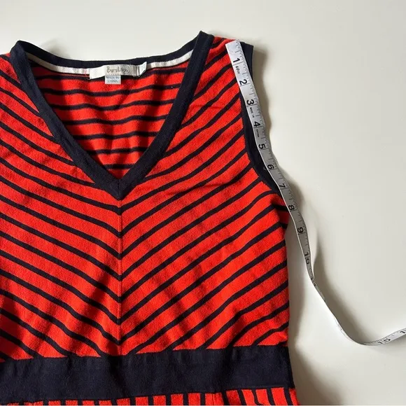 Boden Red and Navy Blue Fit and Flare Midi Dress