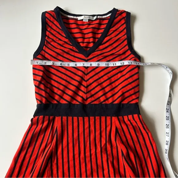 Boden Red and Navy Blue Fit and Flare Midi Dress