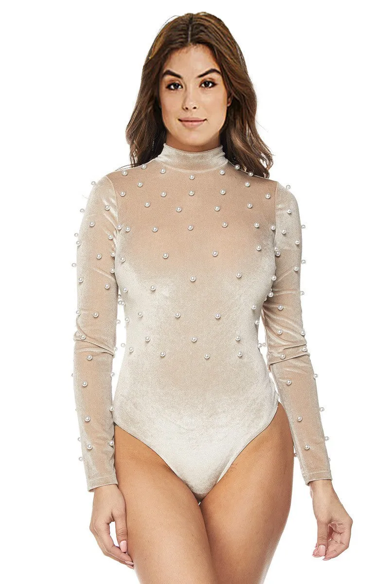 Body Suit top with Pearls