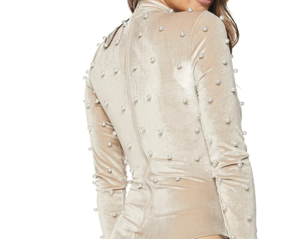 Body Suit top with Pearls