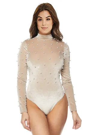 Body Suit top with Pearls