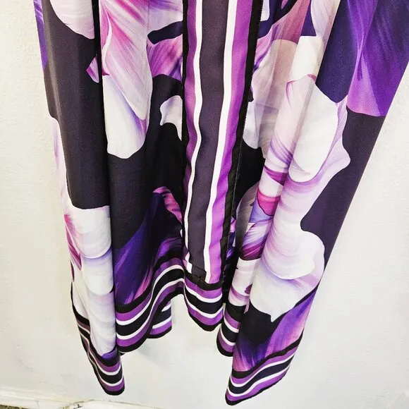 Boston Proper Purple Feminine Floral Print Handkerchief Hem Maxi Dress Size S