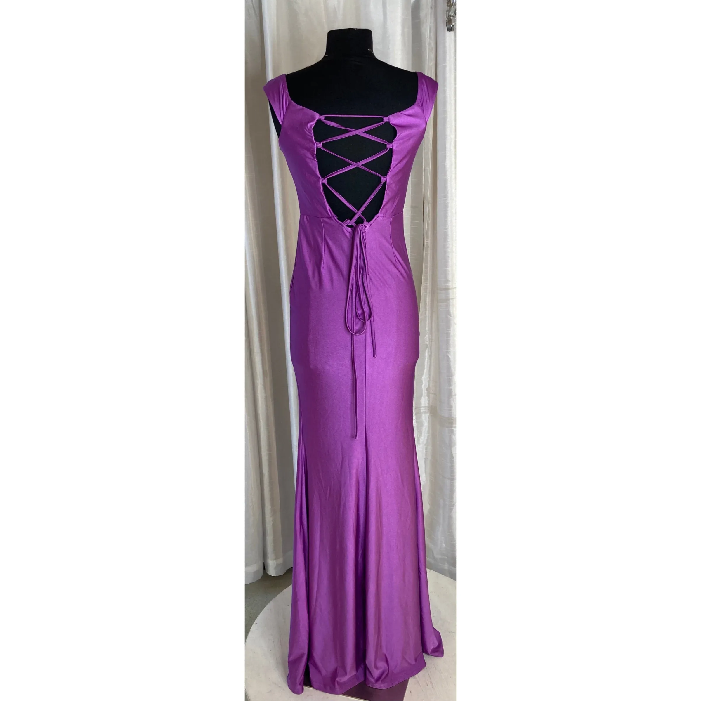 BOUTIQUE Pink Long Satin Gown With Slit Size Small
