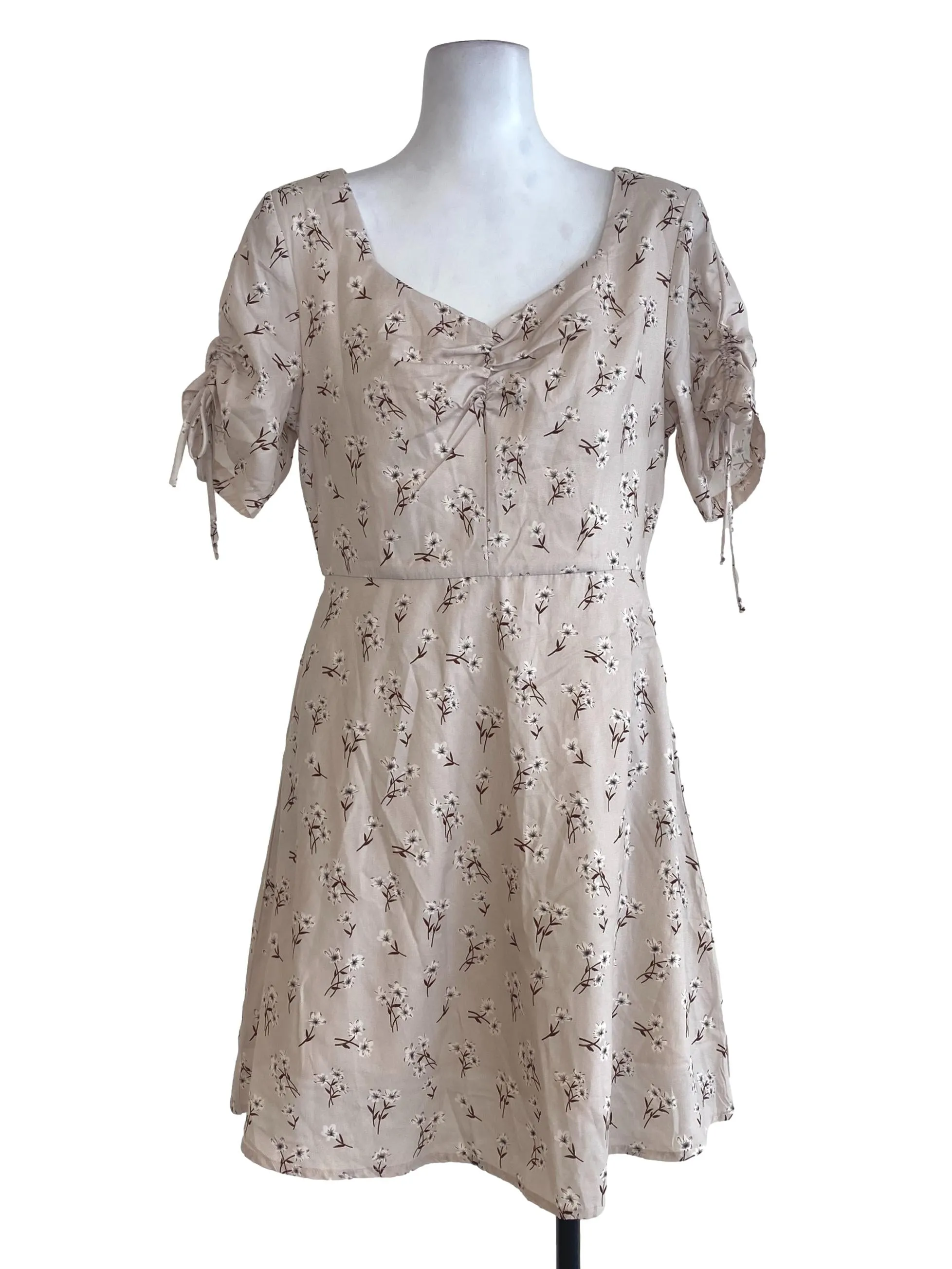 Brown Floral Empire Dress