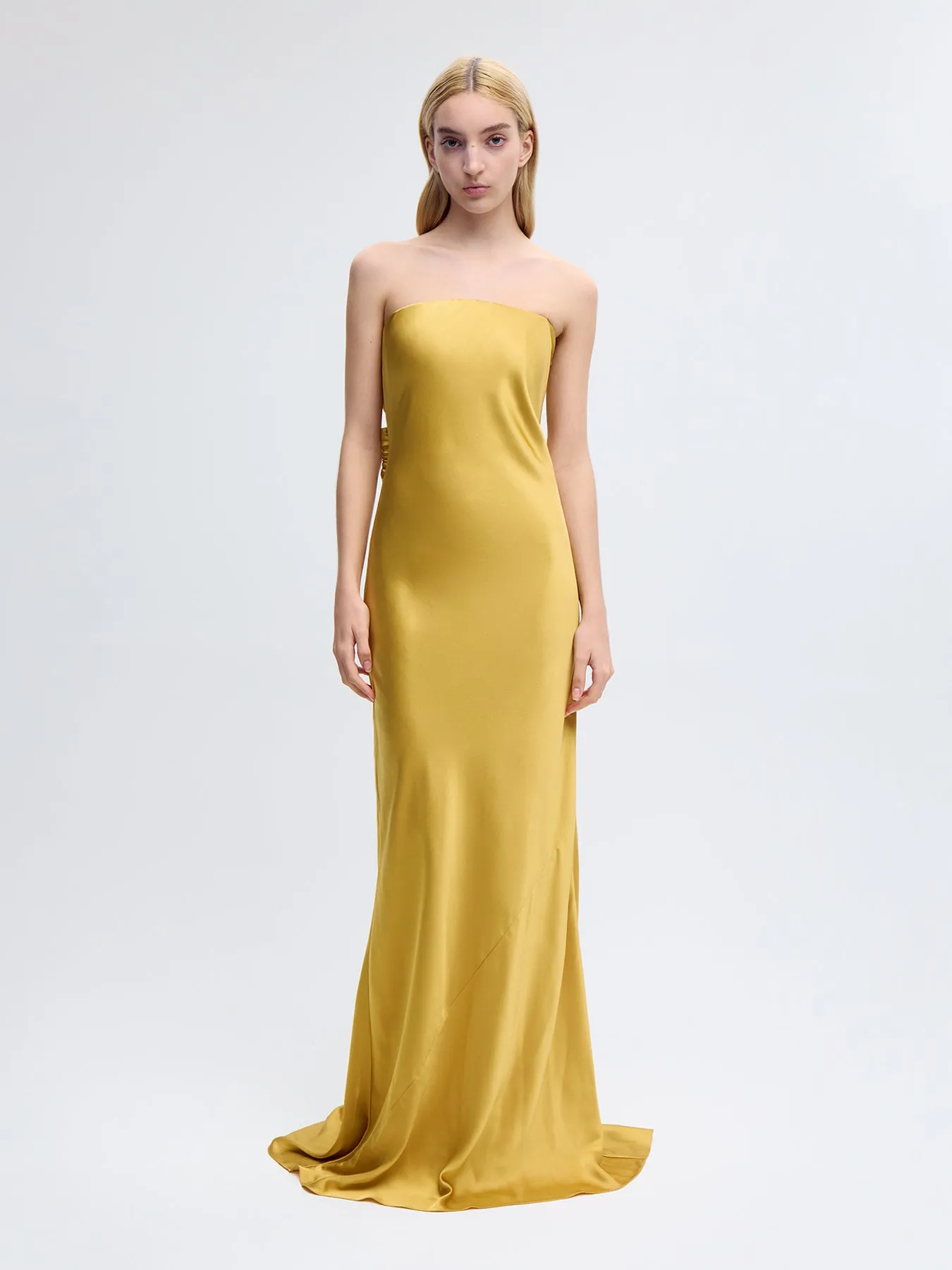 Bustier Gown with Bows in Gold
