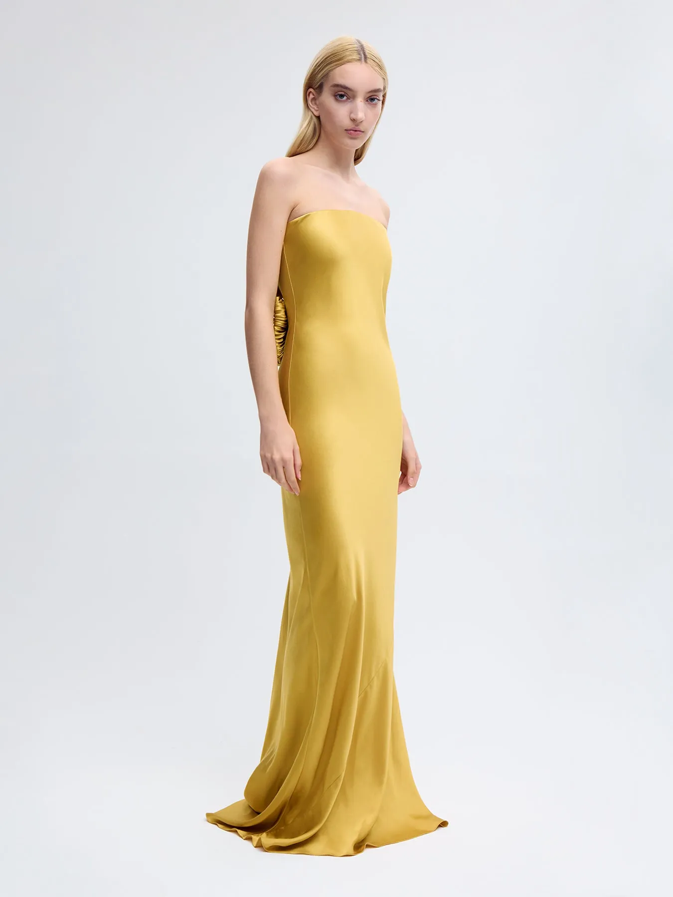 Bustier Gown with Bows in Gold