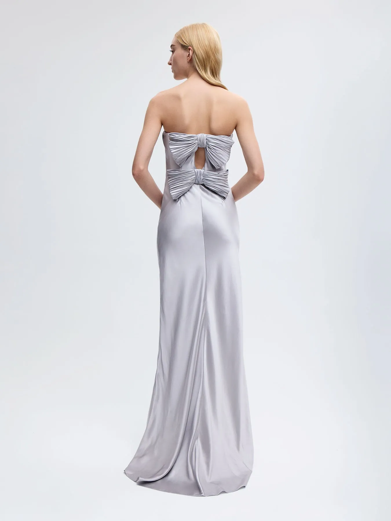 Bustier Gown with Bows in Silver