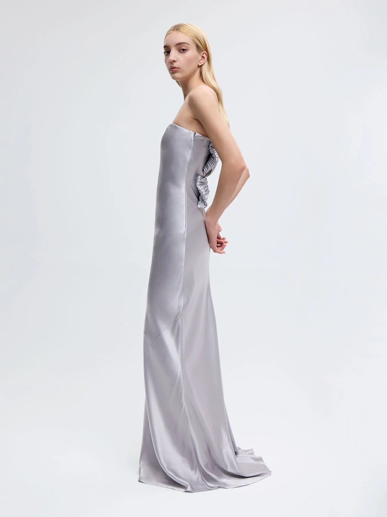 Bustier Gown with Bows in Silver